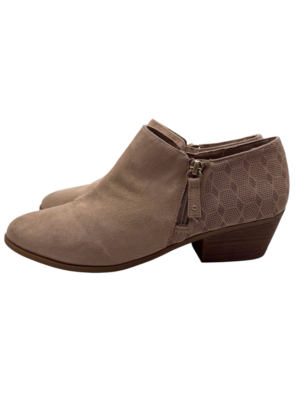 Dr Scholls tan ankle boot vegan suede zip close women’s size US 10M/EU 40
